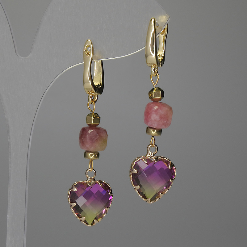 Tourmaline Earrings: Cube and Heart