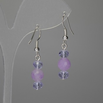 Kunzite Faceted Bead 8mm +- Czech Crystal Rondelle 6x5mm +-, Length 37mm+