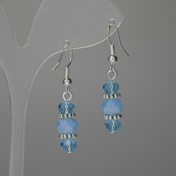 Czech Crystal Rondelle Earrings 6x5mm to 8x6mm, length 38mm