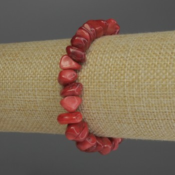 Coral Chip Bracelet, diameter 9-12×5-7 mm, length 18 cm stretch