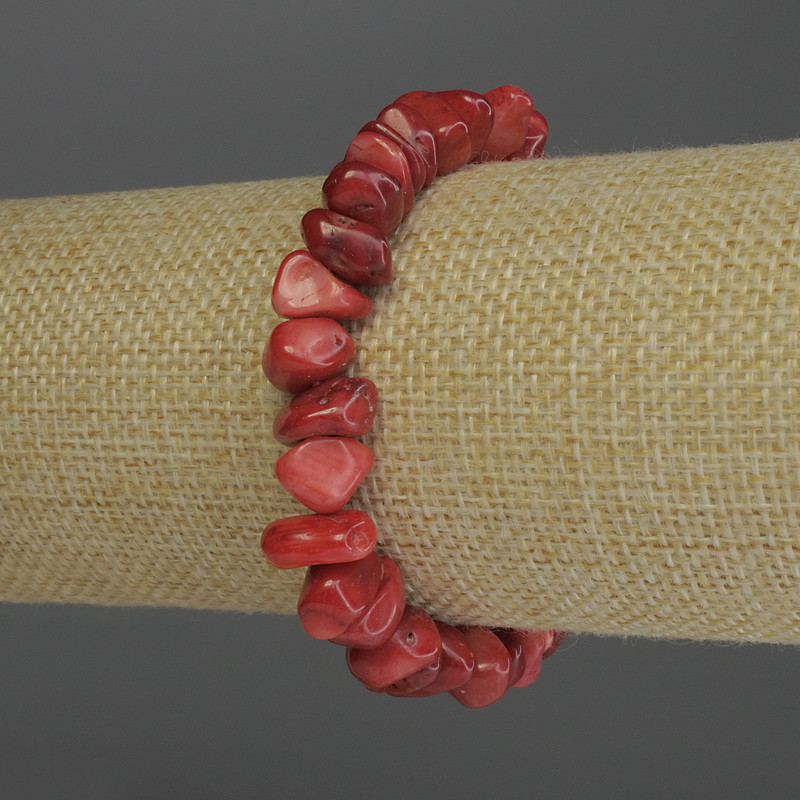 Coral Chip Bracelet, diameter 9-12×5-7 mm, length 18 cm stretch
