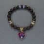 Garnet bracelet with smooth beads, 8 mm diameter; cloisonné and metal inserts with pendant, 18 cm stretch