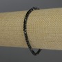 Bracelet with black tourmaline, faceted cube beads, 3 mm diameter, 18 cm stretch