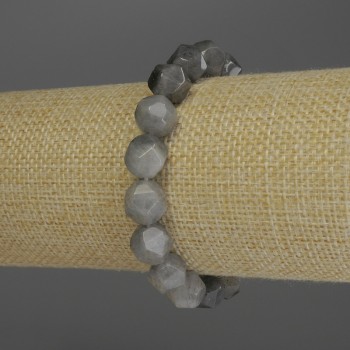 Smoky Quartz Faceted Bracelet, 10×9 mm Beads, 18 cm Stretch