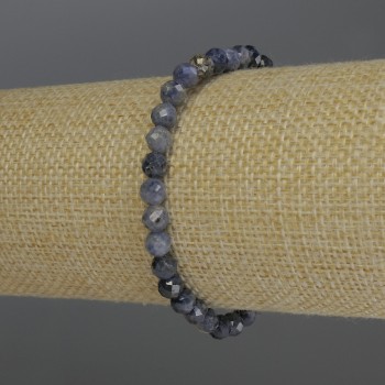 Sapphire Bracelet with Faceted Bead, 6 mm Diameter, 18 cm Stretch