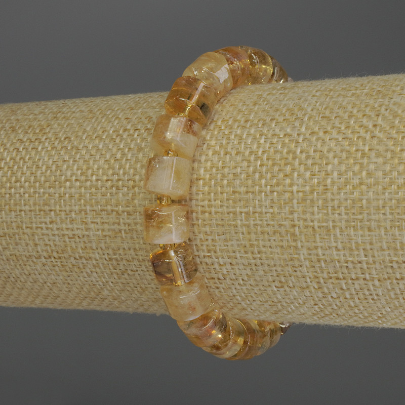 Citrine Rondelle Bracelet, diameter 10x6 mm, with 3 mm beads, length 18 cm stretch