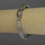 Labradorite Bracelet - Faceted Barrel Beads, 14x10 mm +/-; Smooth Round Beads, 6 mm diameter +/-; 18 cm Stretch