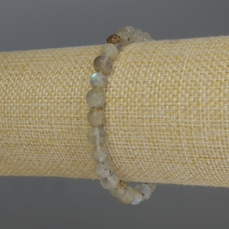 Labradorite Bracelet with Smooth Beads, 7mm Diameter, 18cm Length, Stretch Band