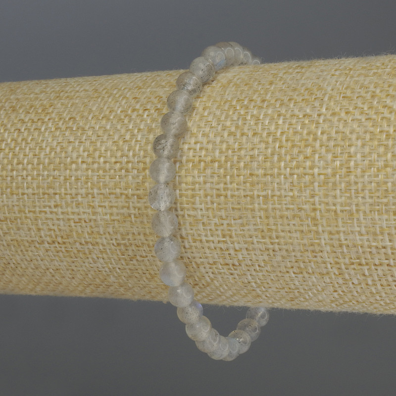 Labradorite Bracelet with Smooth Beads, 5 mm Diameter, 18 cm Length, Stretch