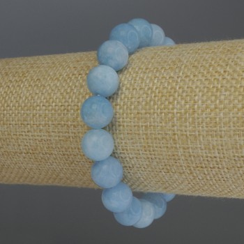 Aquamarine Bracelet - Smooth Bead, 10mm Diameter ±, 18cm Stretch