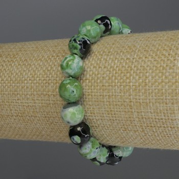 Bracelet with Faceted Agate Beads, 10mm diameter, 18 cm stretch