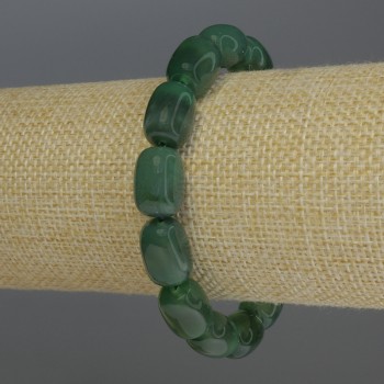 Agate Barrel Bracelet, diameter 14x10 mm, 18 cm stretch