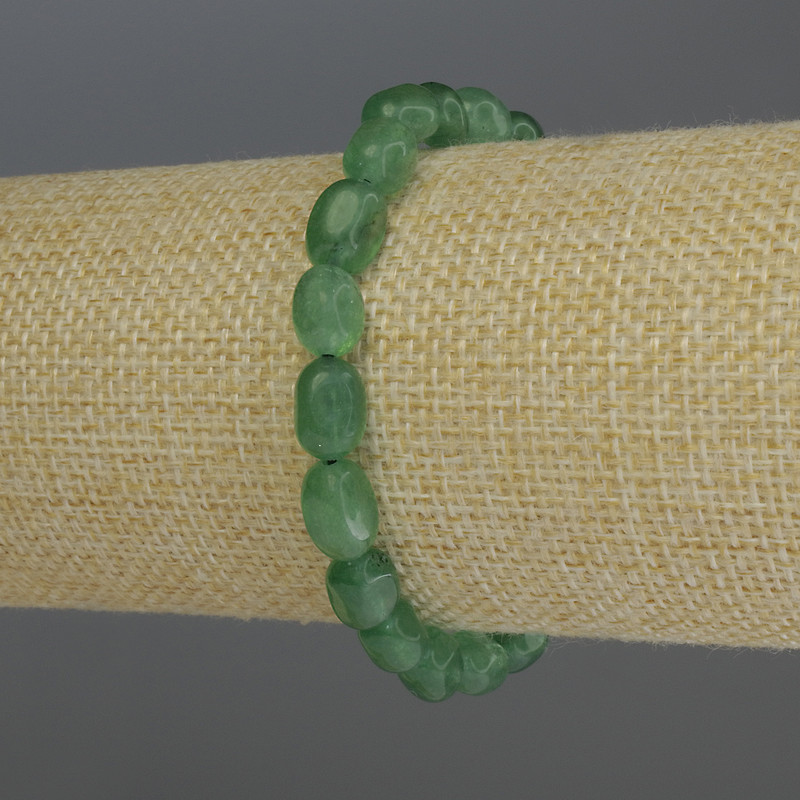 Chrysoprase faceted bracelet, beads 8-10×7 mm, 18 cm stretch
