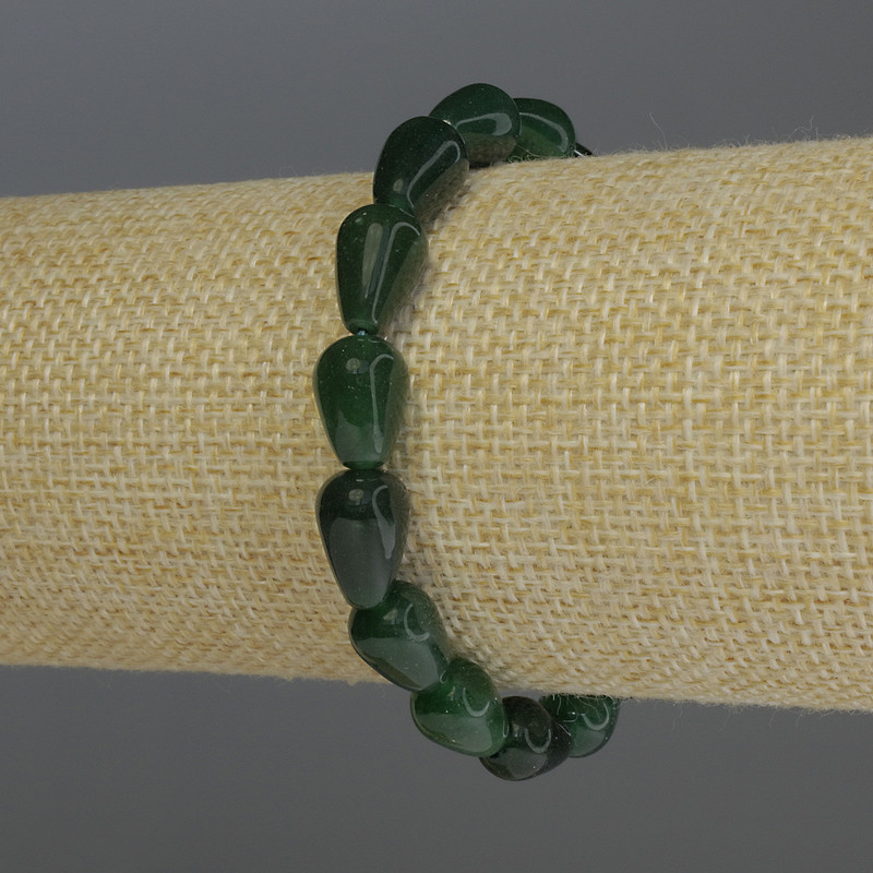 Chrysoprase Drop Bracelet, 12×8 mm diameter, 18 cm length, stretch