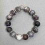 Botswana Agate Bracelet – smooth 12mm beads, with metal inserts, 18 cm stretch