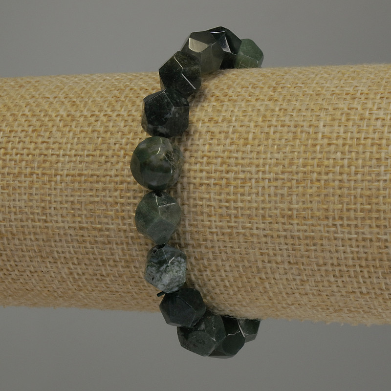 Green Jasper Faceted Bracelet, 10x8 mm, 18 cm stretch