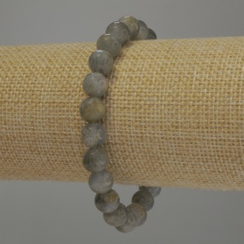 Labradorite bracelet with smooth beads, 8mm diameter, 18 cm stretch