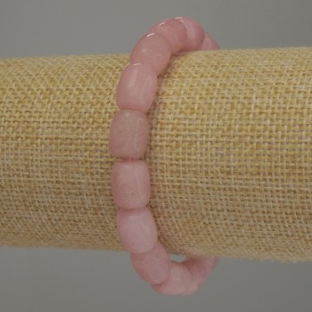 Pink Quartz Barrel Bracelet, 10x9 mm, 18 cm Elastic