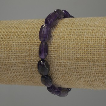Amethyst Tumbled Bracelet, 16x10 mm diameter, 18 cm stretch