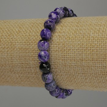 Faceted agate bead bracelet, 8 mm diameter, stretch length 18 cm