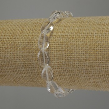 Bracelet with Mountain Crystal, Wavy Oval, 12×8 mm, 18 cm stretch