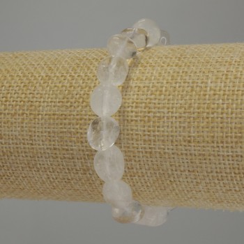 Bracelet with rock crystal, faceted, diameter 9-14x10 mm +-, length 18 cm stretch