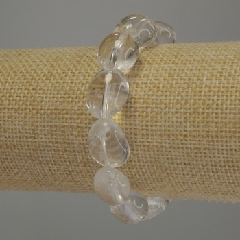 Faceted Mountain Crystal Bracelet, bead size 18x14 mm, 18 cm stretch