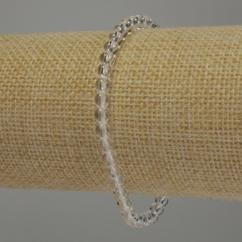 Rock Crystal Bracelet with Smooth Beads, 4mm Diameter, 18cm Stretch