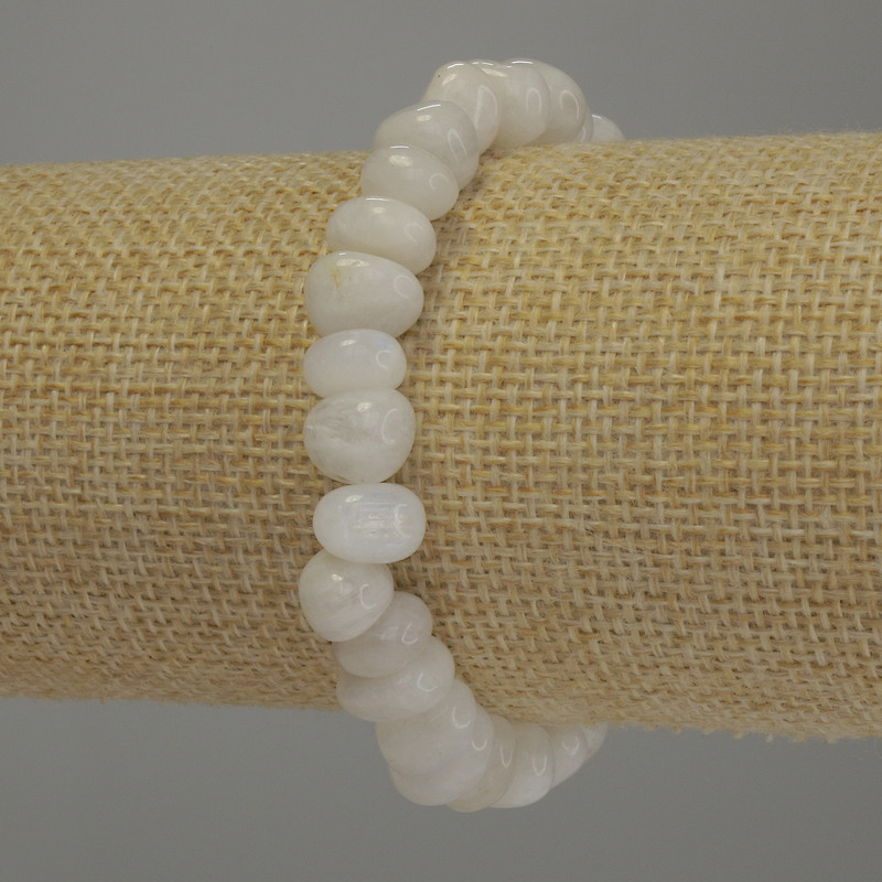 Adularia Bracelet, Faceted Beads, Diameter 9-10×6-8 mm, Length 18 cm Stretch