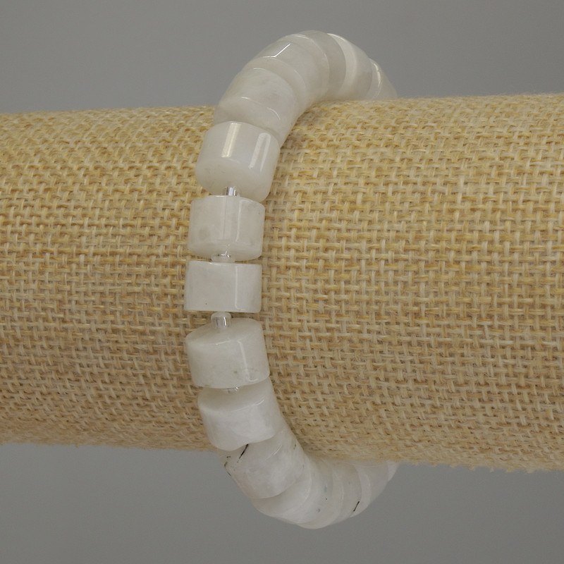 Adularia Rondelle Bracelet, 10×7 mm rondelles and 3 mm seed beads, 18 cm stretch