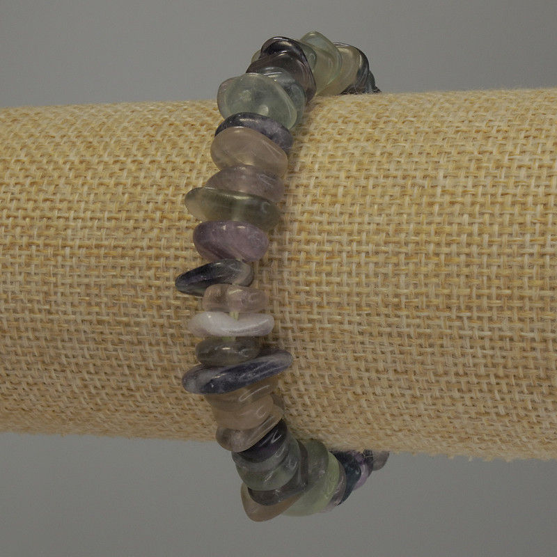Fluorite chip bracelet, diameter 10-14×3 mm, length 18 cm stretch