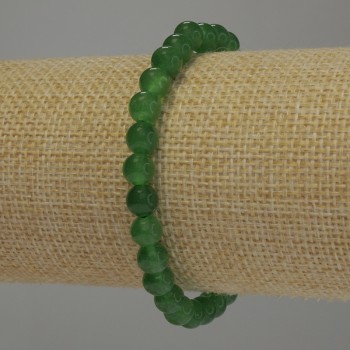 Chrysoprase bracelet with smooth beads, 6 mm diameter, 18 cm length (stretch)
