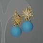 Earrings Imitation Turquoise Ball, 15mm diameter ±, 24mm length ±