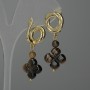 Earrings Tiger's Eye Shamrock, diameter 14 mm+-, length 37 mm+-
