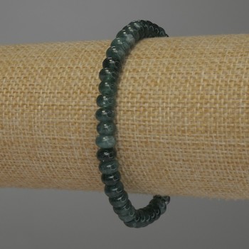 Green Aventurine Rondelle Bracelet, 6x4 mm beads, 18 mm length, stretch