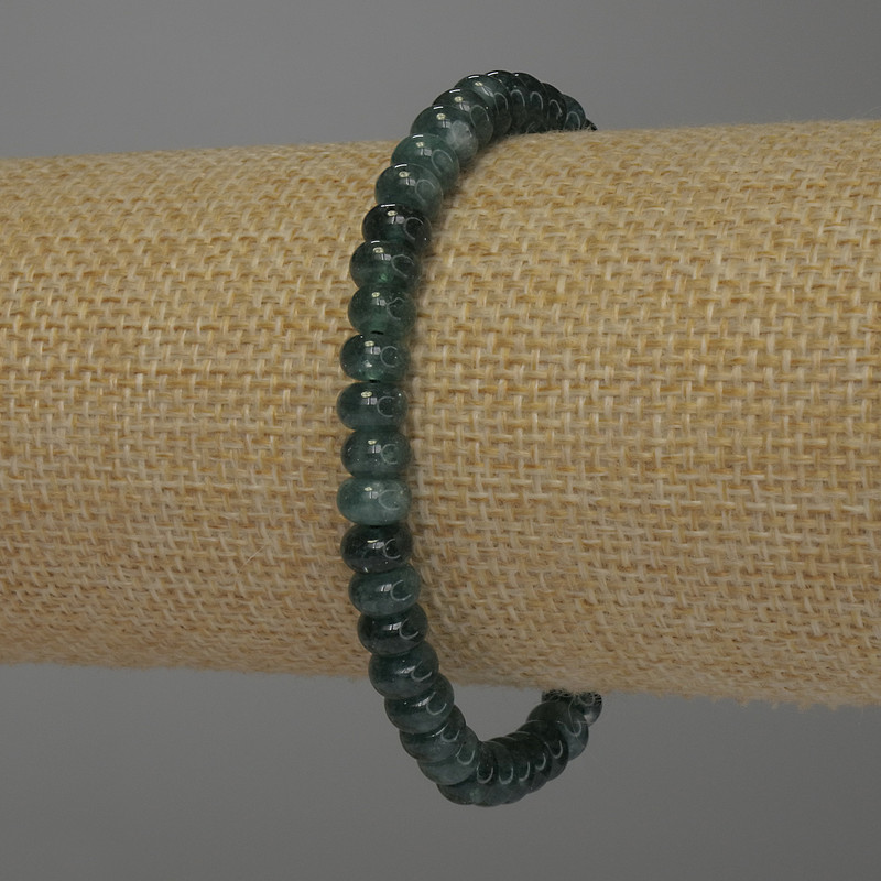 Green Aventurine Rondelle Bracelet, 6x4 mm beads, 18 mm length, stretch