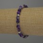 Agate bracelet with smooth beads 6mm +/- with metal inserts, 18 cm stretch