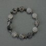 Bracelet 'Dragon Vein Agate' with 10mm beads, Hematite crosses 6x6mm and 14x10mm, 18 cm stretch