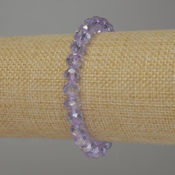 Bracelet with Czech crystal rondelle, 8x6 mm, 18 mm length, elastic