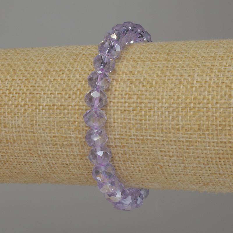 Bracelet with Czech crystal rondelle, 8x6 mm, 18 mm length, elastic