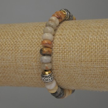 Jasper Rondelle Bracelet, diameter 8x5 mm ±, bead insert 10 mm ±, length 18 mm ±, stretch