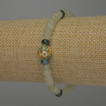 Onyx Rondelle Bracelet, 6x4 mm diameter, 18 mm length, stretch