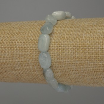 Aquamarine Faceted Bracelet, bead diameter 10-14×9 mm, length 18 cm +/- stretch