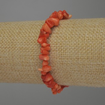Bracelet Orange Coral Chip, diameter 6-10×3-5 mm, length 18 cm stretch