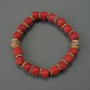 Faceted Coral Bracelet, 7–9×9 mm, 18 cm stretch