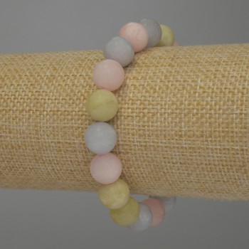 Morganite bracelet with smooth beads, 10 mm diameter, 18 mm length, stretch