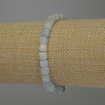 Morganite Bracelet with Faceted Cube Bead, diameter about 6x5 mm, length about 18 mm, stretch
