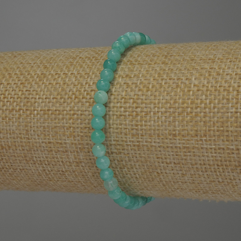 Amazonite bracelet with smooth beads, 4 mm diameter, 18 mm length, stretch