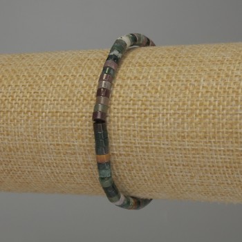 Green Jasper Rondelle Bracelet, 4x2 mm diameter, 18 cm stretch