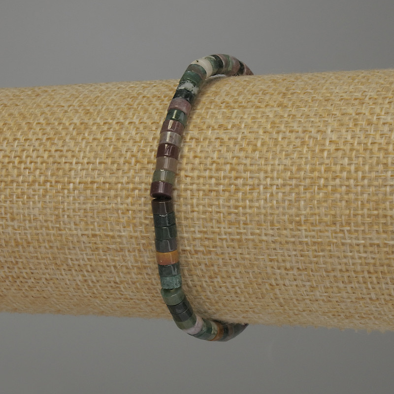 Green Jasper Rondelle Bracelet, 4x2 mm diameter, 18 cm stretch